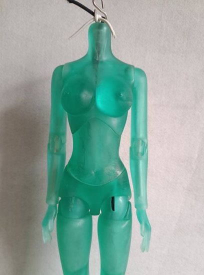 60cm girl body in transparent green